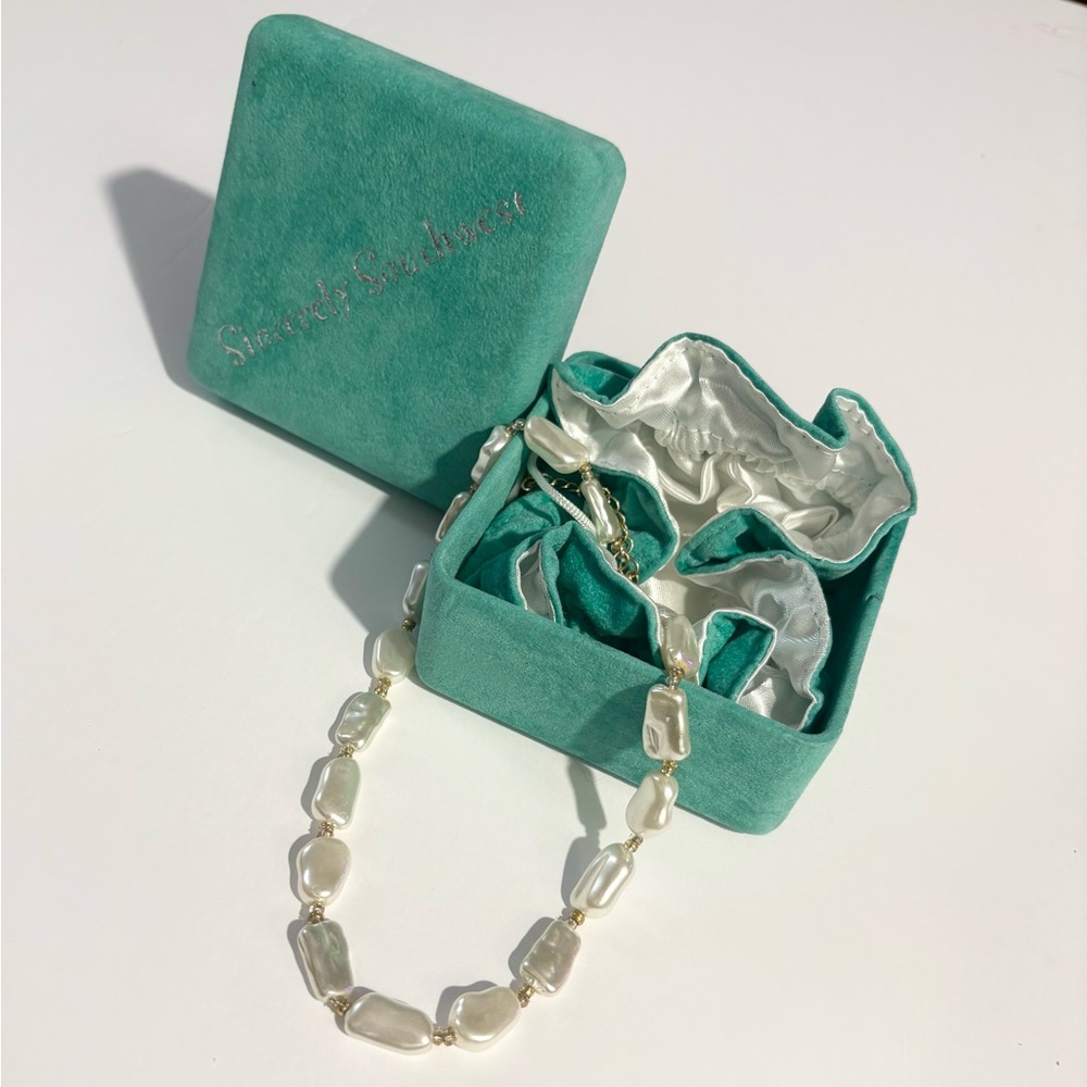 Faux White Baroque Pearls Necklace in Box